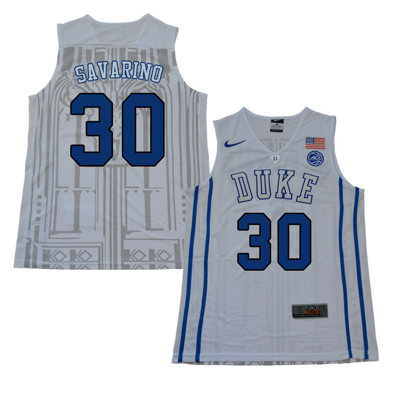 Men #30 Michael Savarino Duke Blue Devils College Basketball Jerseys Sale-White